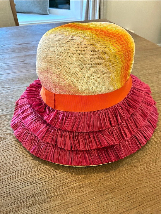 Missoni Accessories - Missoni Mare Color Block Raffia Hat in Pink & Orange Size Medium Like New